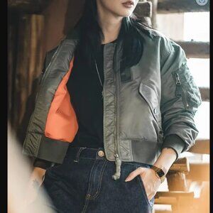 MA-I Bomber/ Flight Windproof Filling Warm Jacket Army Green Women (M)